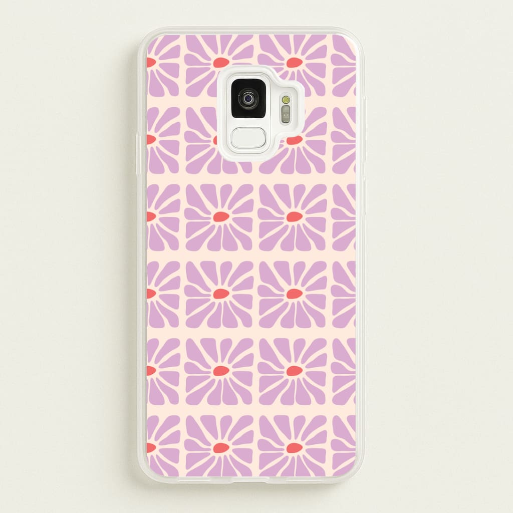 Square Abstract Flowers Mauve Galaxy S9 Case