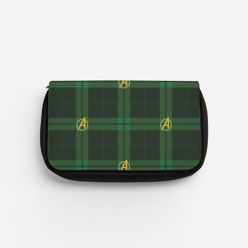 Superhero Team Green Tartan Pattern Pencil Case