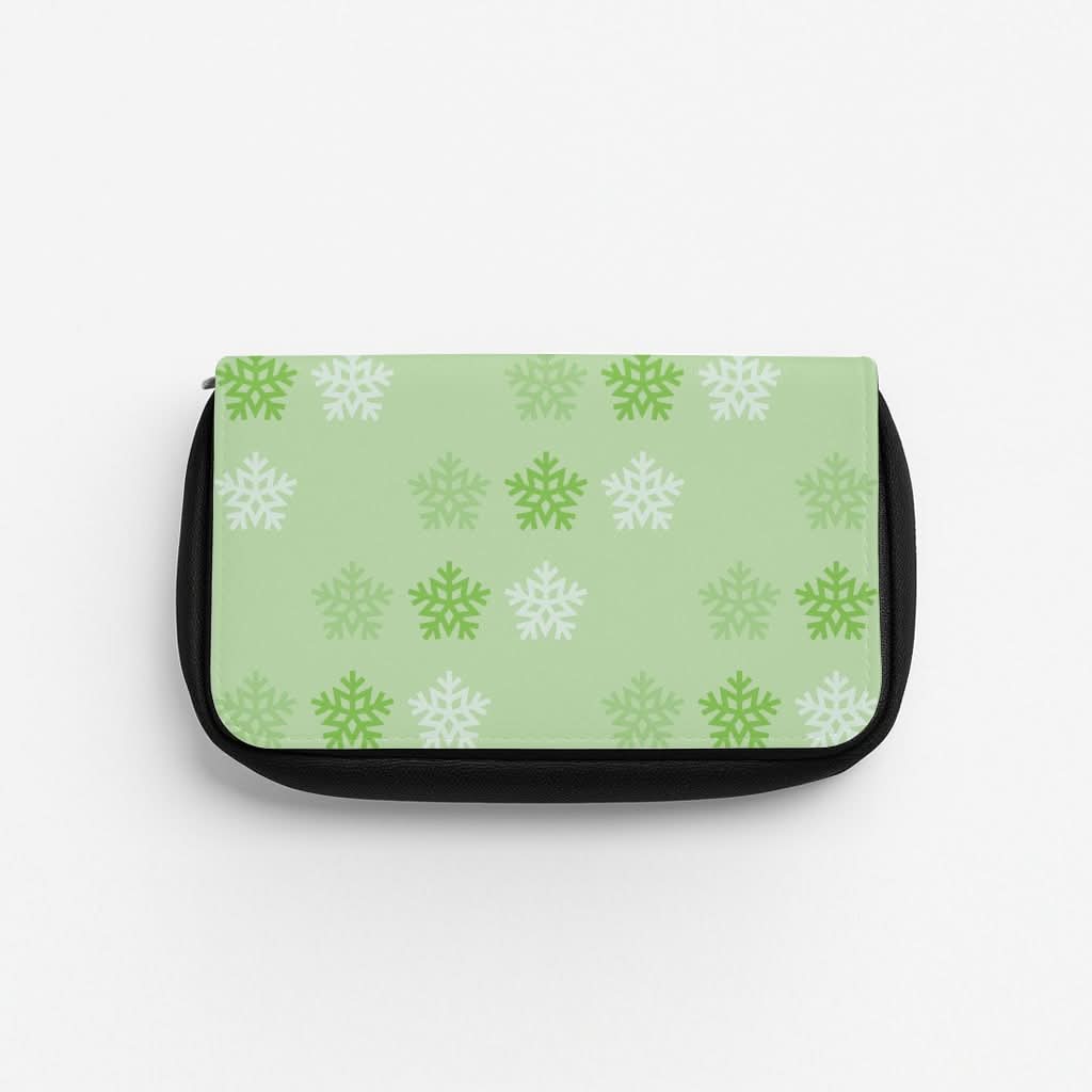 Green Slowflakes Christmas Pattern Pencil Case