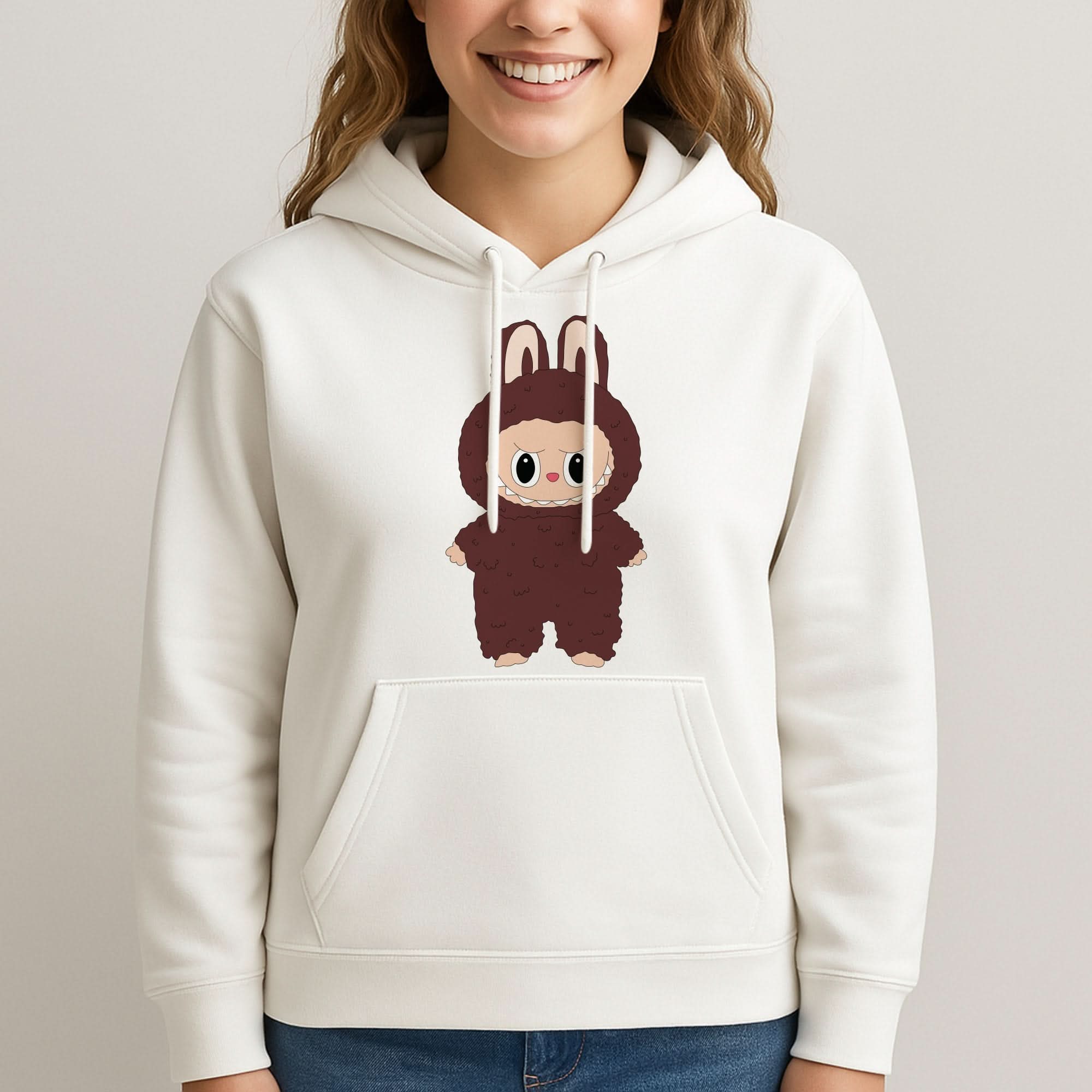 Cute Brown Monster Womans Hooded Sweatshirt