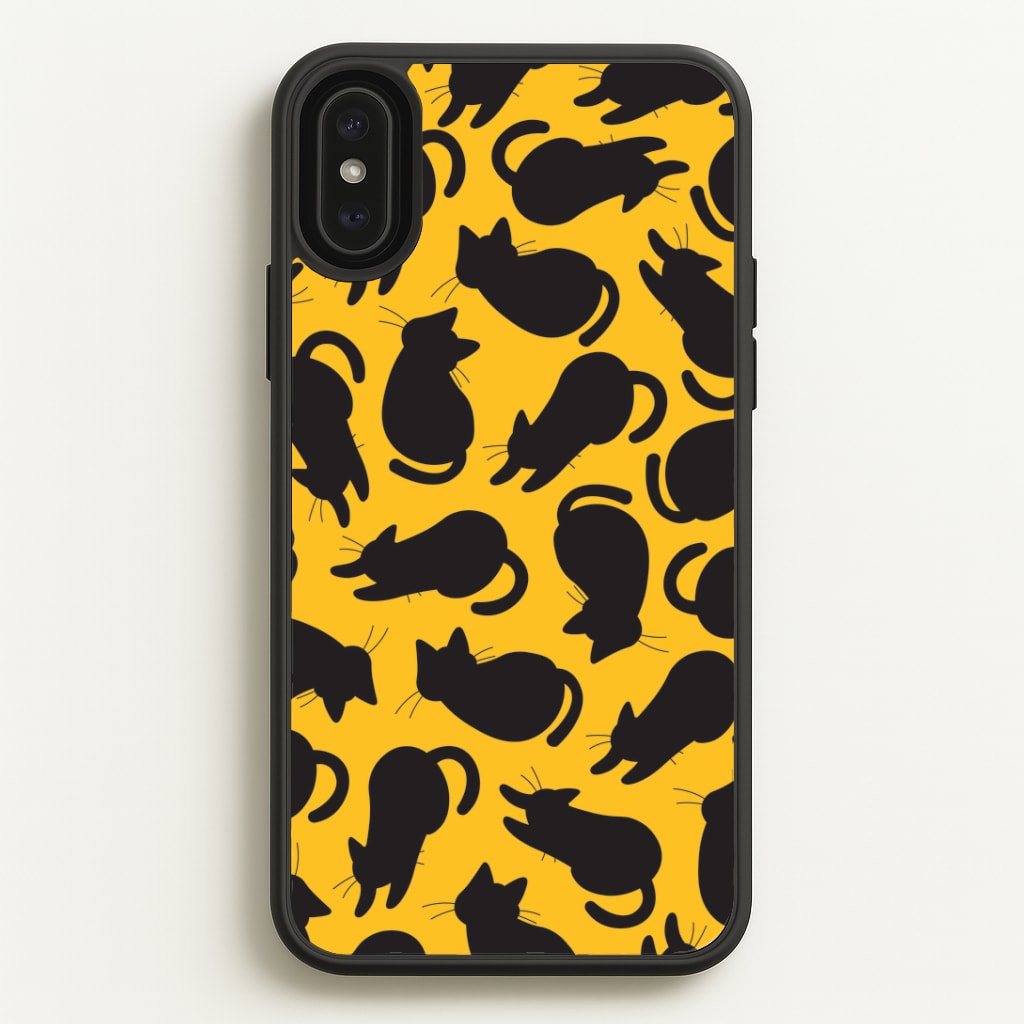 Black Cat Silhouettes Pattern iPhone XS Max Case