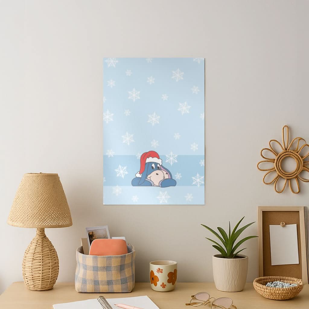 Cartoon Donkey Snowflakes Art Print