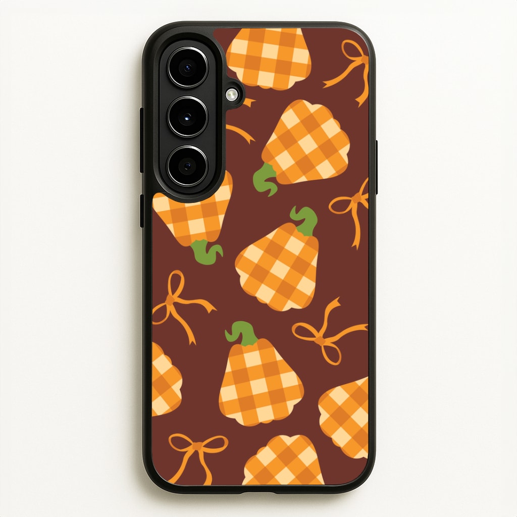 Tartan Pumpkins And Bows Pattern Galaxy A56 Case