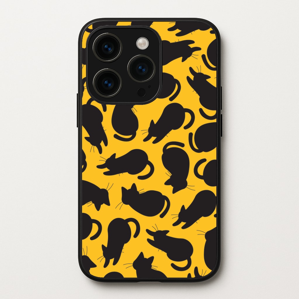 Black Cat Silhouettes Pattern iPhone 14 Pro Max Case