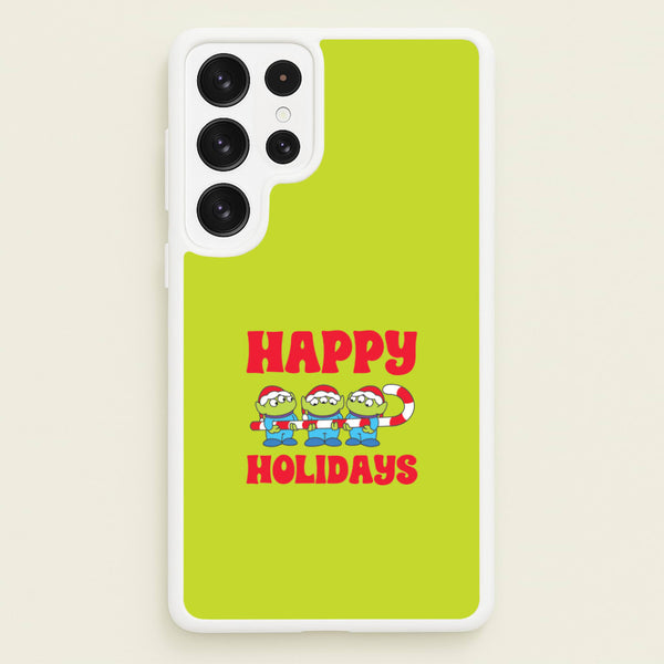 Happy Holidays Cute Green Aliens Galaxy S23 Ultra Case
