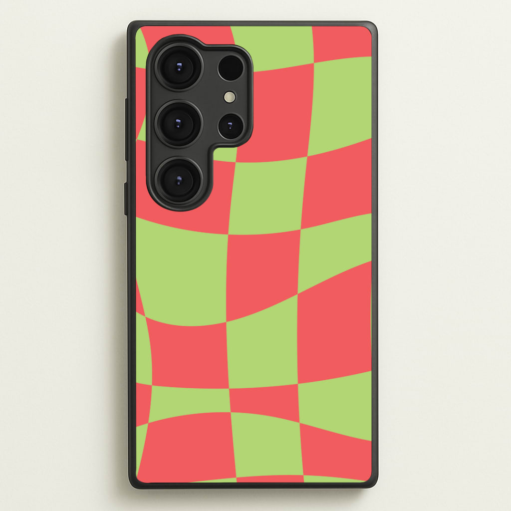 Abstract Red And Green Christmas Pattern Galaxy S25 Ultra Case