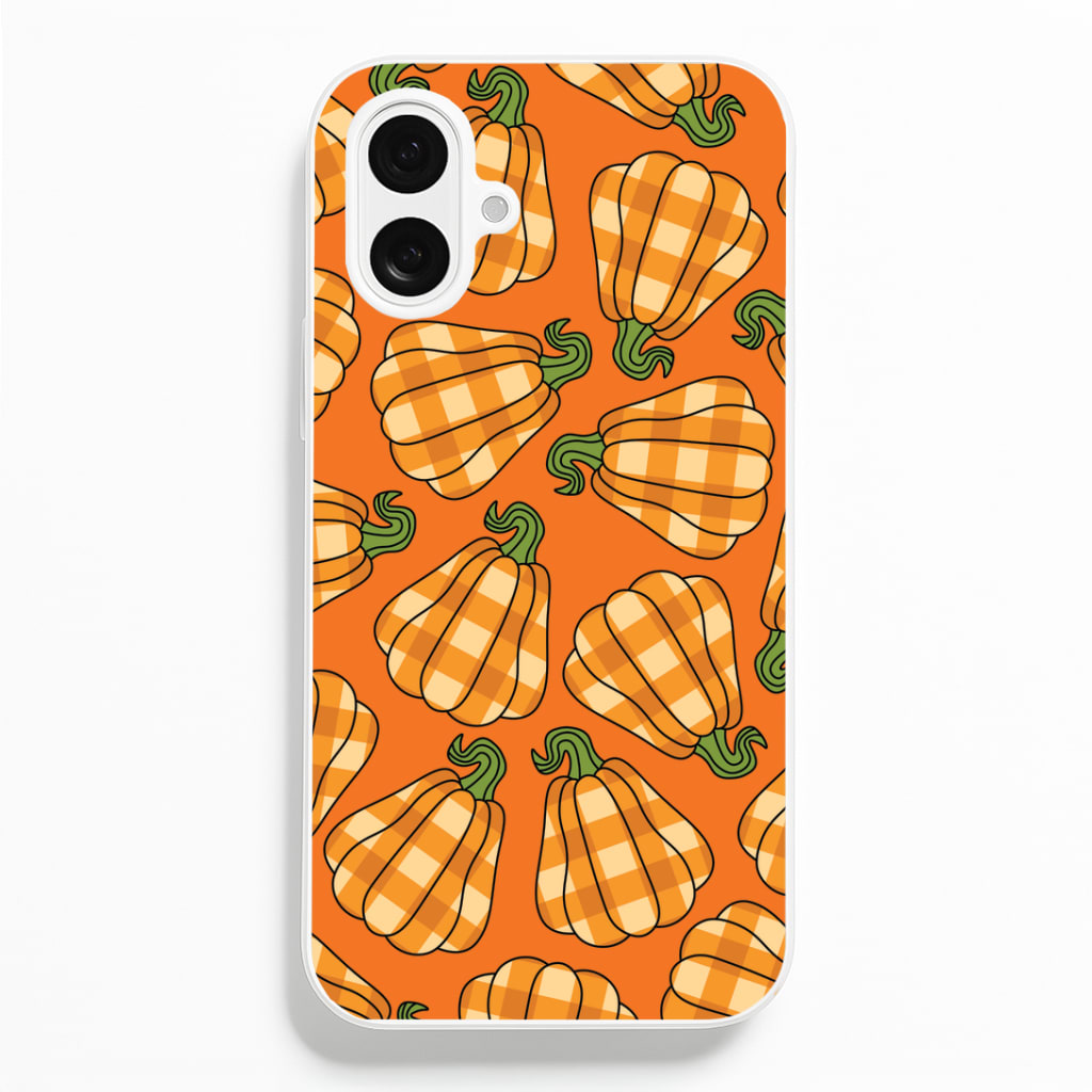 Tartan Pumpkins Pattern iPhone 16 Plus Case