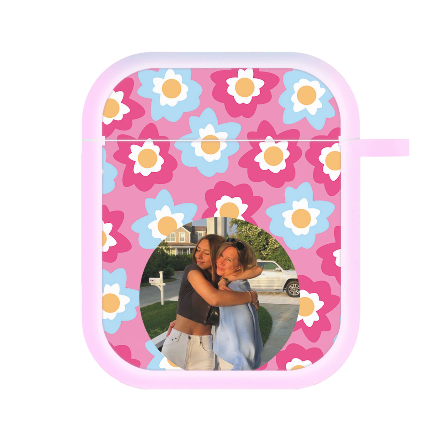 Pink And Blue Flower Pattern - Personalised Mother's Day AirPods Case