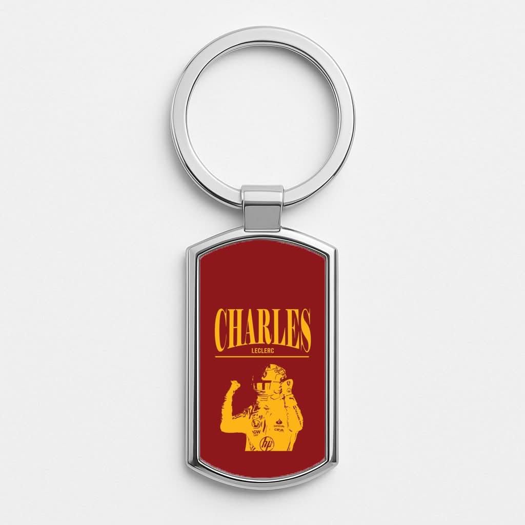 Charles Red And Gold Silver Metal Keyring