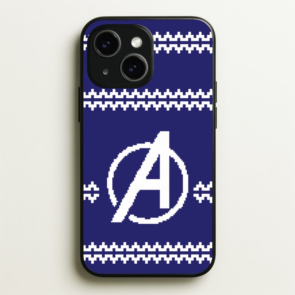 Superhero Team Blue Christmas Jumper iPhone 15 Plus Case