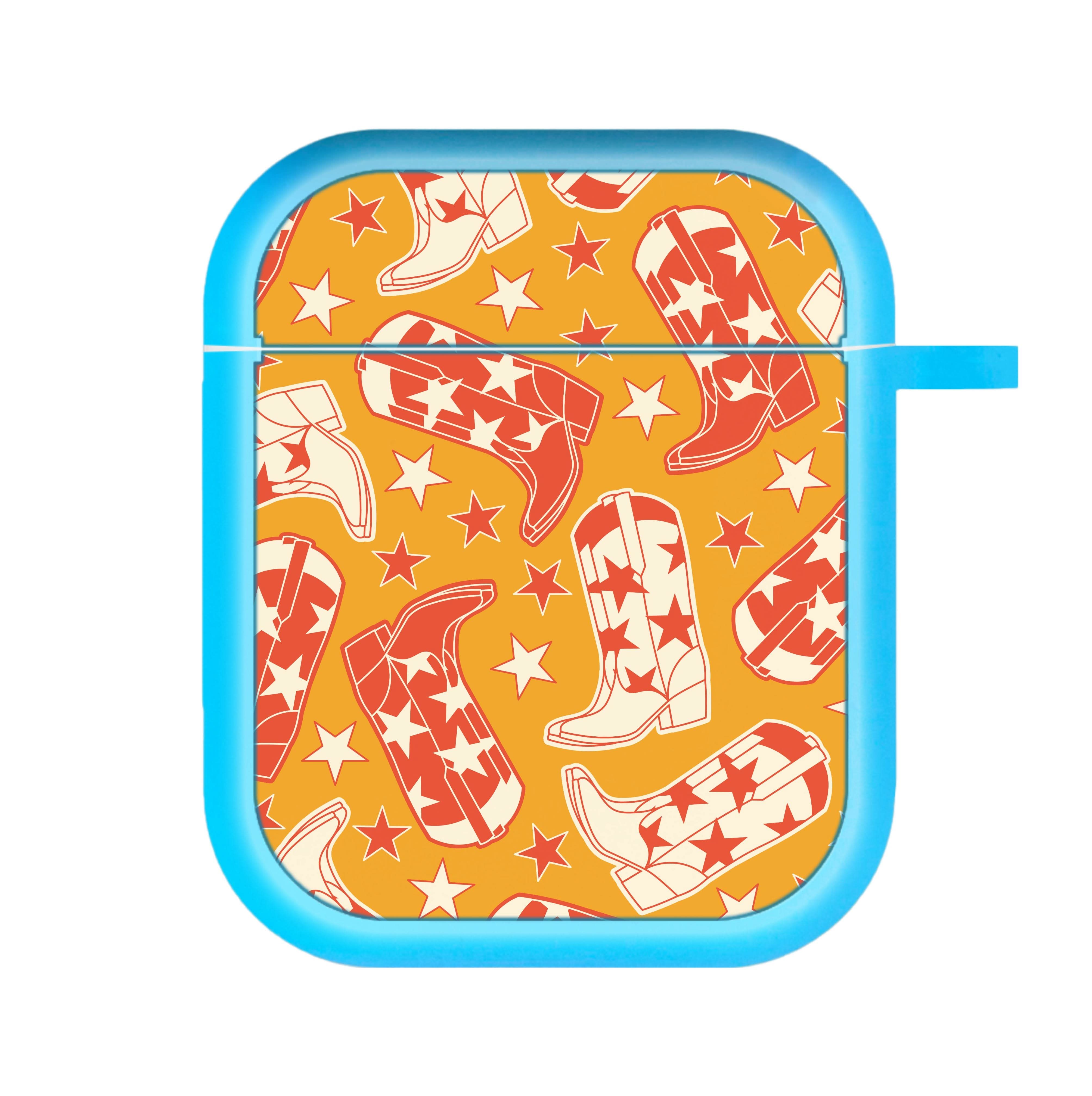 Cartoon Cowboy Boots And Stars Pattern AirPods Case