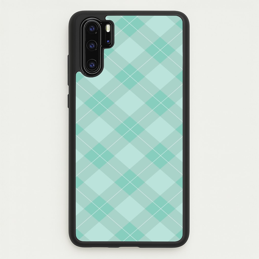 Light Cyan Tartan Christmas Pattern Huawei P30 Pro Case