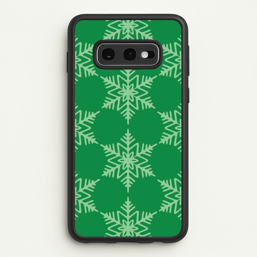 Green Giant Snowflakes Christmas Pattern Galaxy S10e Case