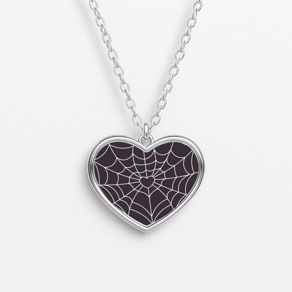 Spiderweb Hearts I Heart Necklace