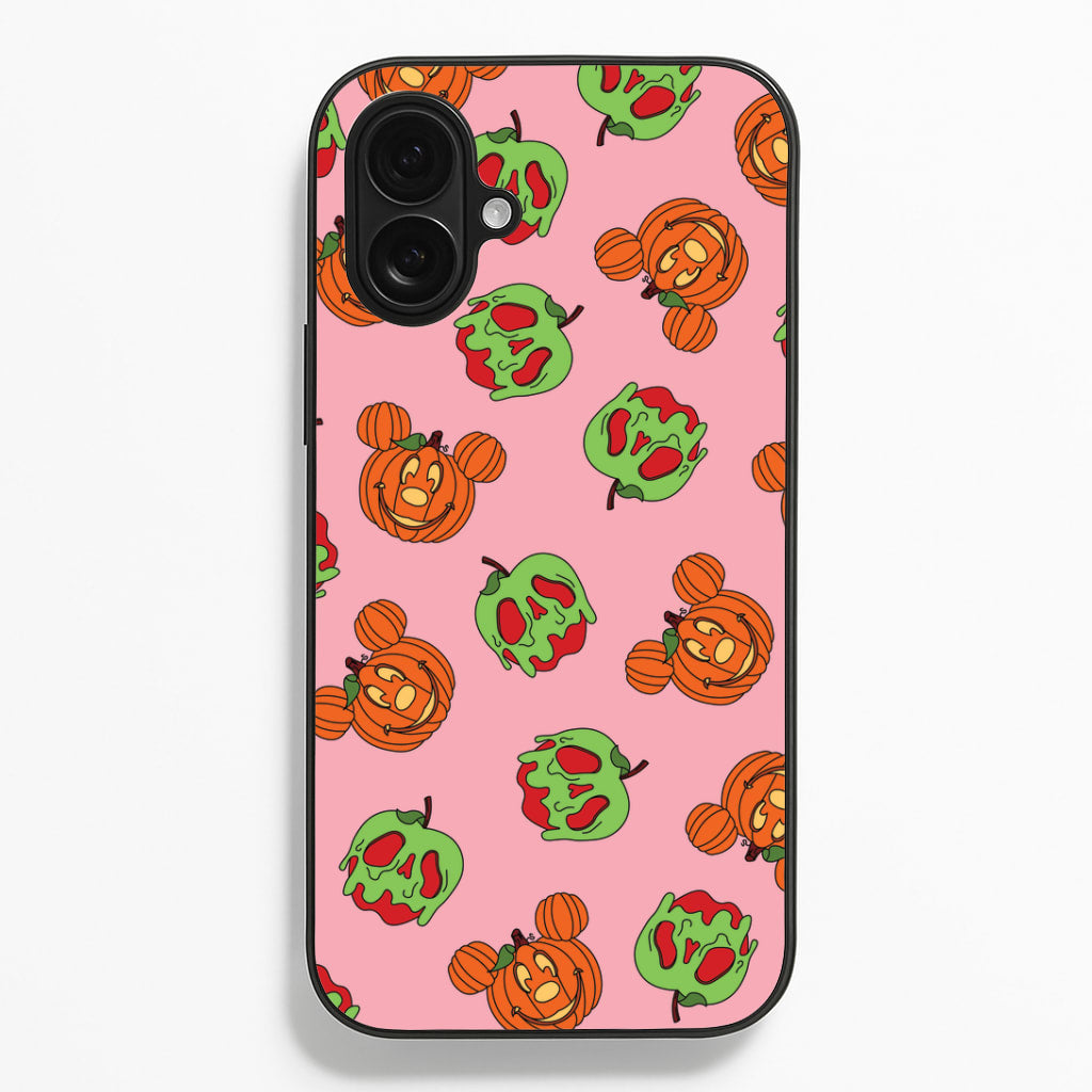 Pumpkin Mouse And Poison Apple Pattern iPhone 16 Plus Case