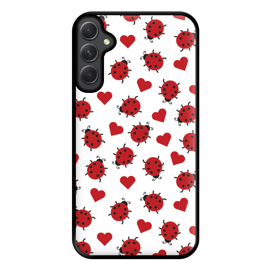 Ladybugs And Hearts Pattern Galaxy A34 Case