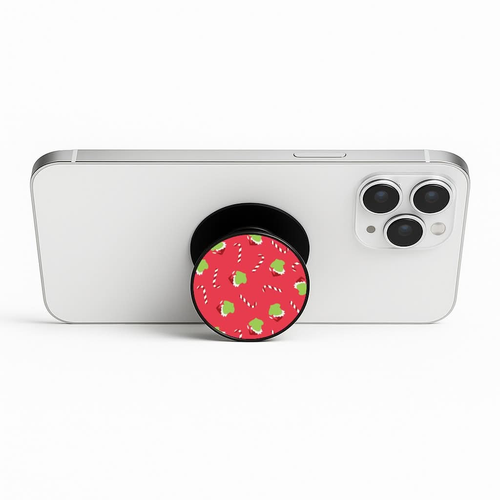 Green Creature And Candy Canes Pattern Phone Stand