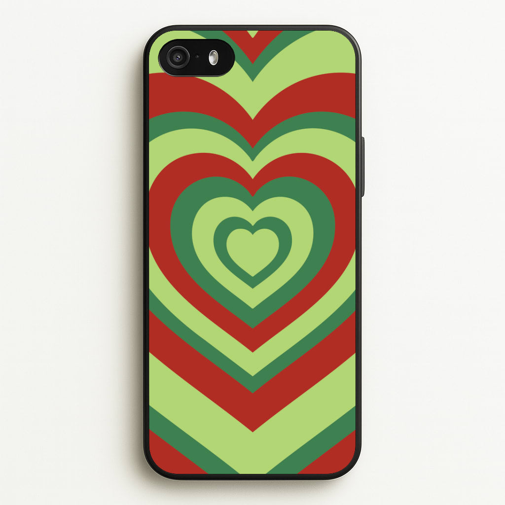 Red And Green Trippy Heart Christmas Pattern iPhone 5 / 5s / SE 2016 Case