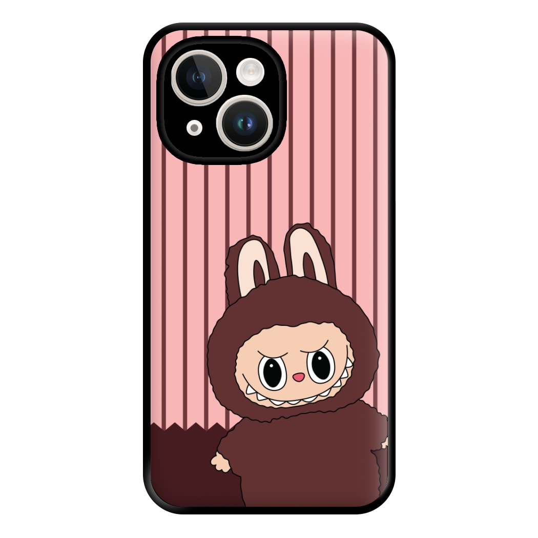 Stripey Cute Brown Monster iPhone 14 Plus Case