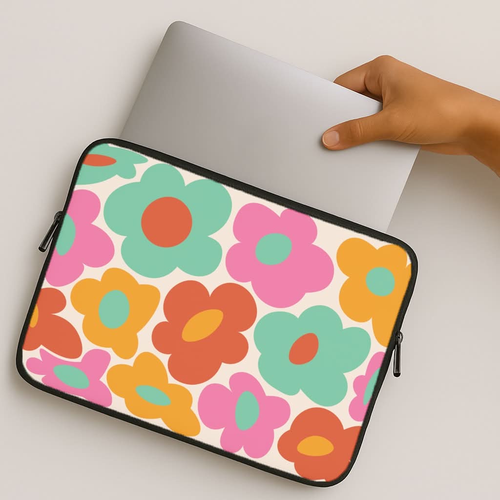 Abstract Trippy Retro Flowers MacBook Cover
