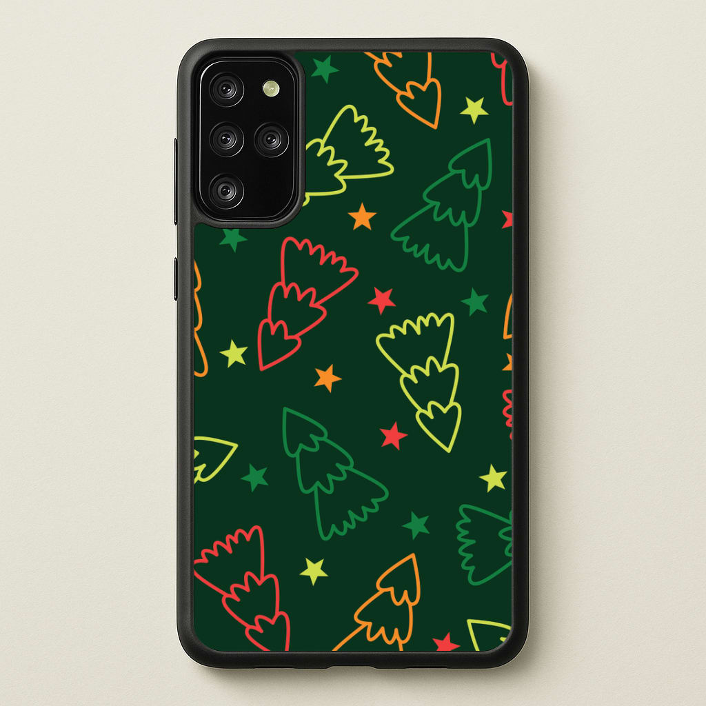 Colourful Christmas Tree Outlines Pattern Galaxy S20 Plus Case