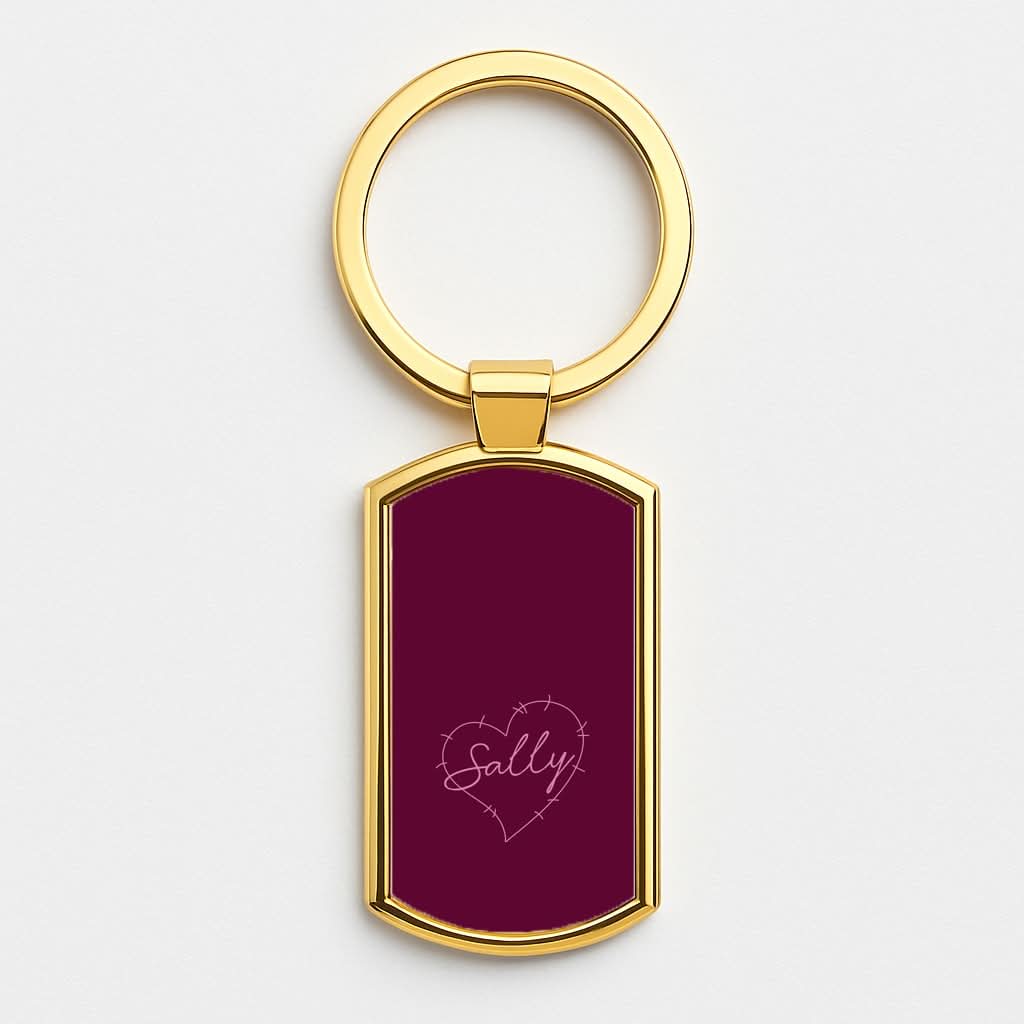 Stitched Heart Sally Gold Keyring