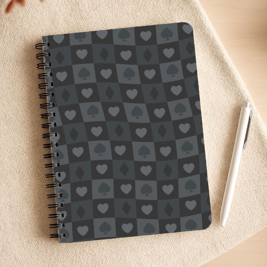 Card Suits Pattern Black Notepad