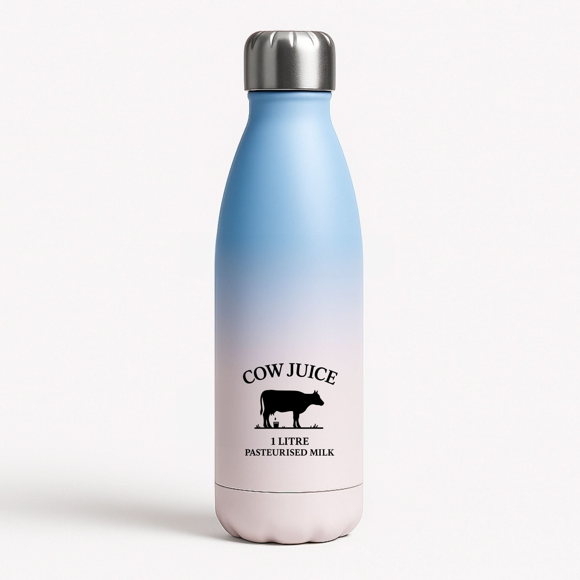 Cow Juice Blue Water Bottle