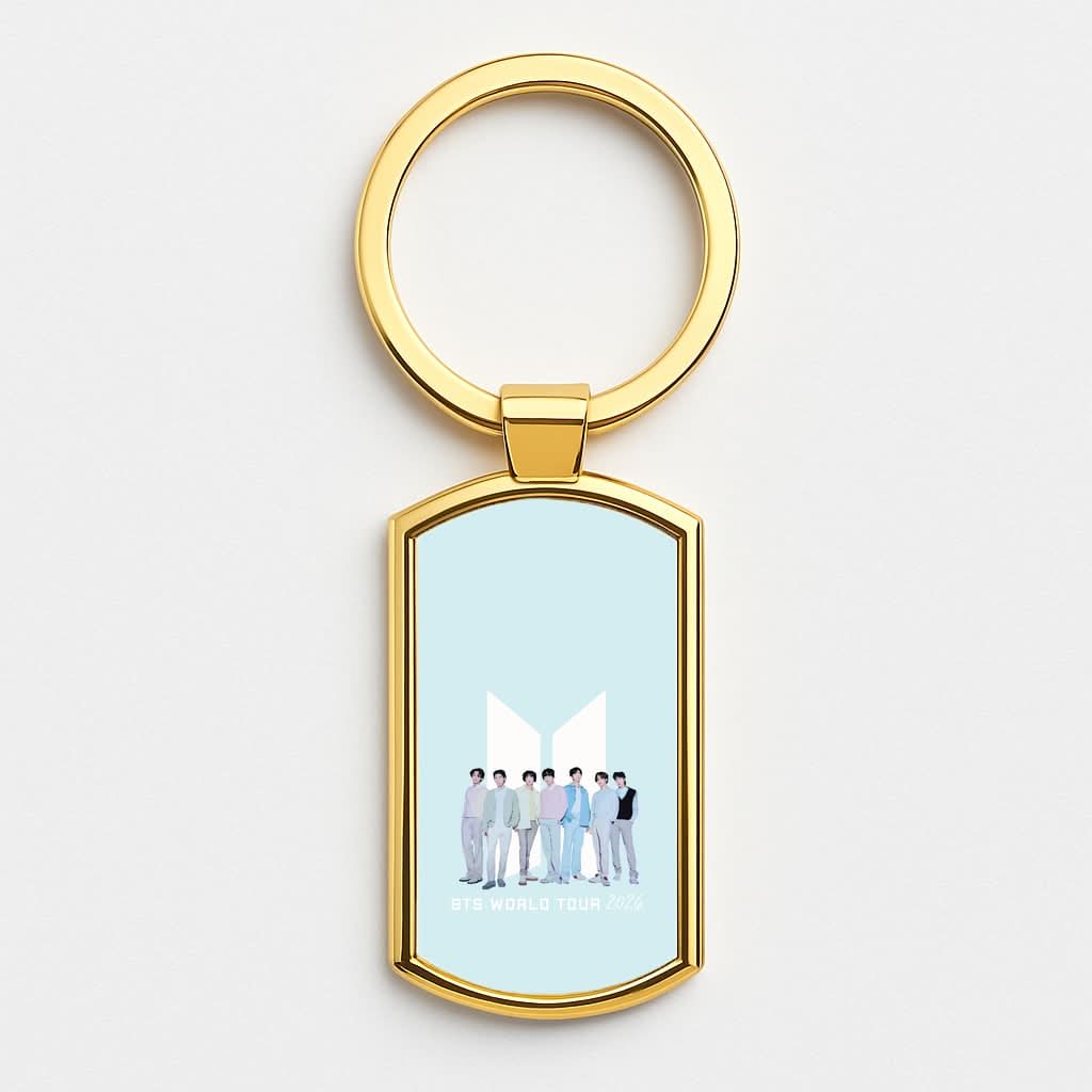 K-Pop Band Tour Pastel Blue Gold Keyring