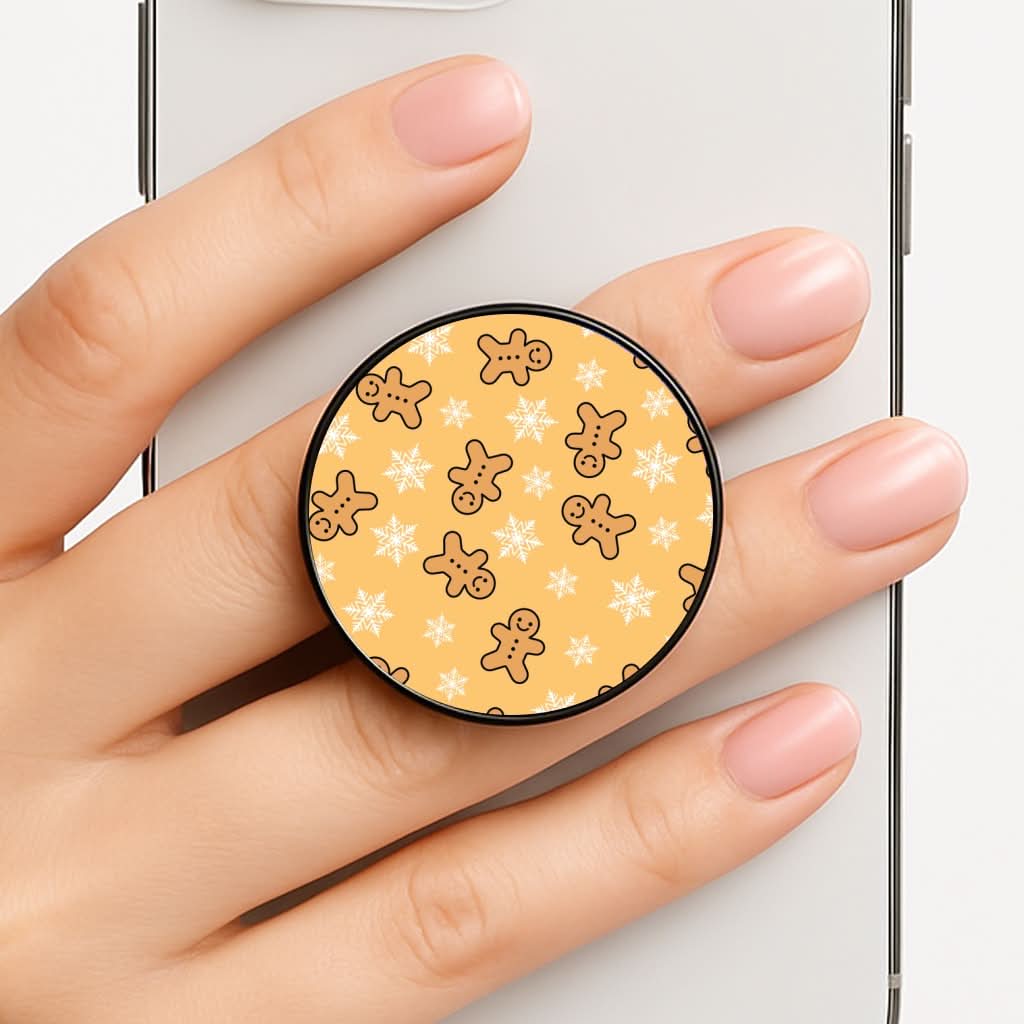 Cute Gingerbread And Snowflakes Pattern FunGrip