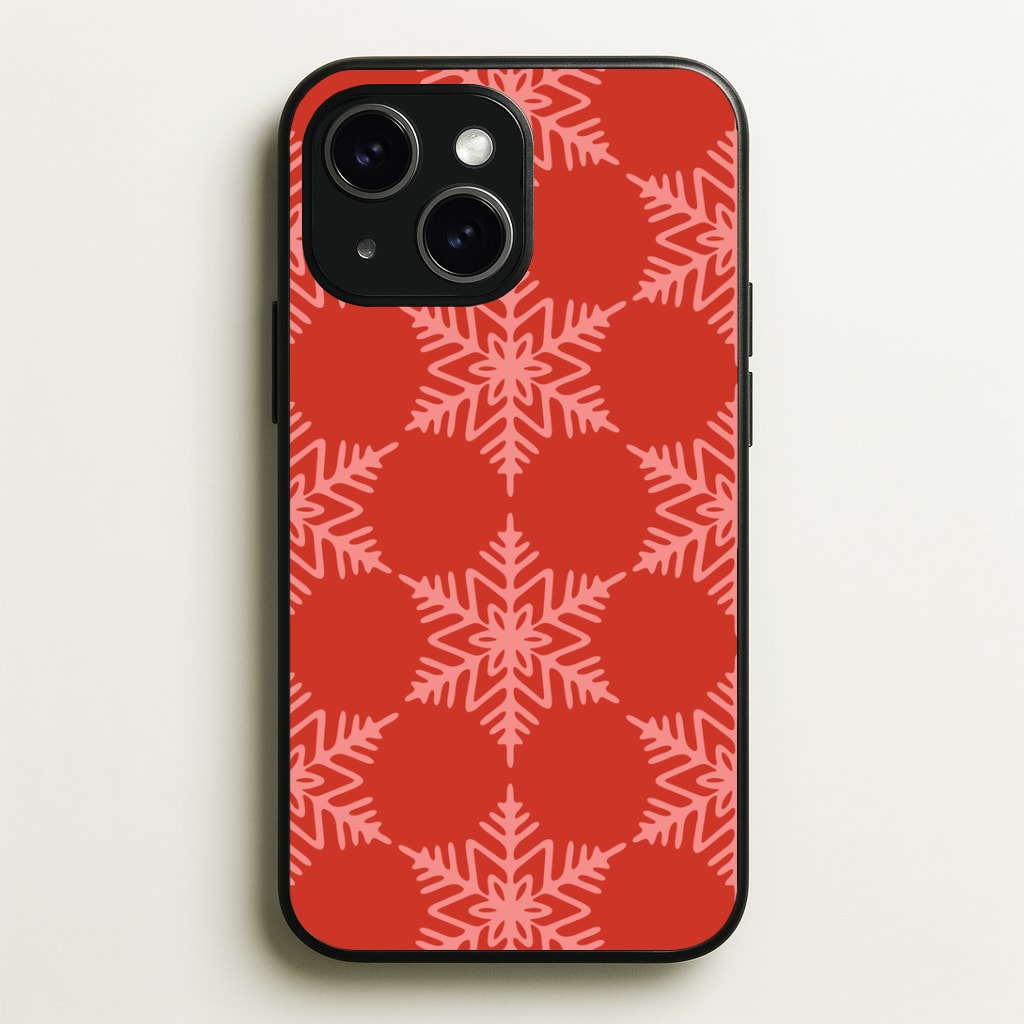 Red Giant Snowflakes Christmas Pattern iPhone 15 Case