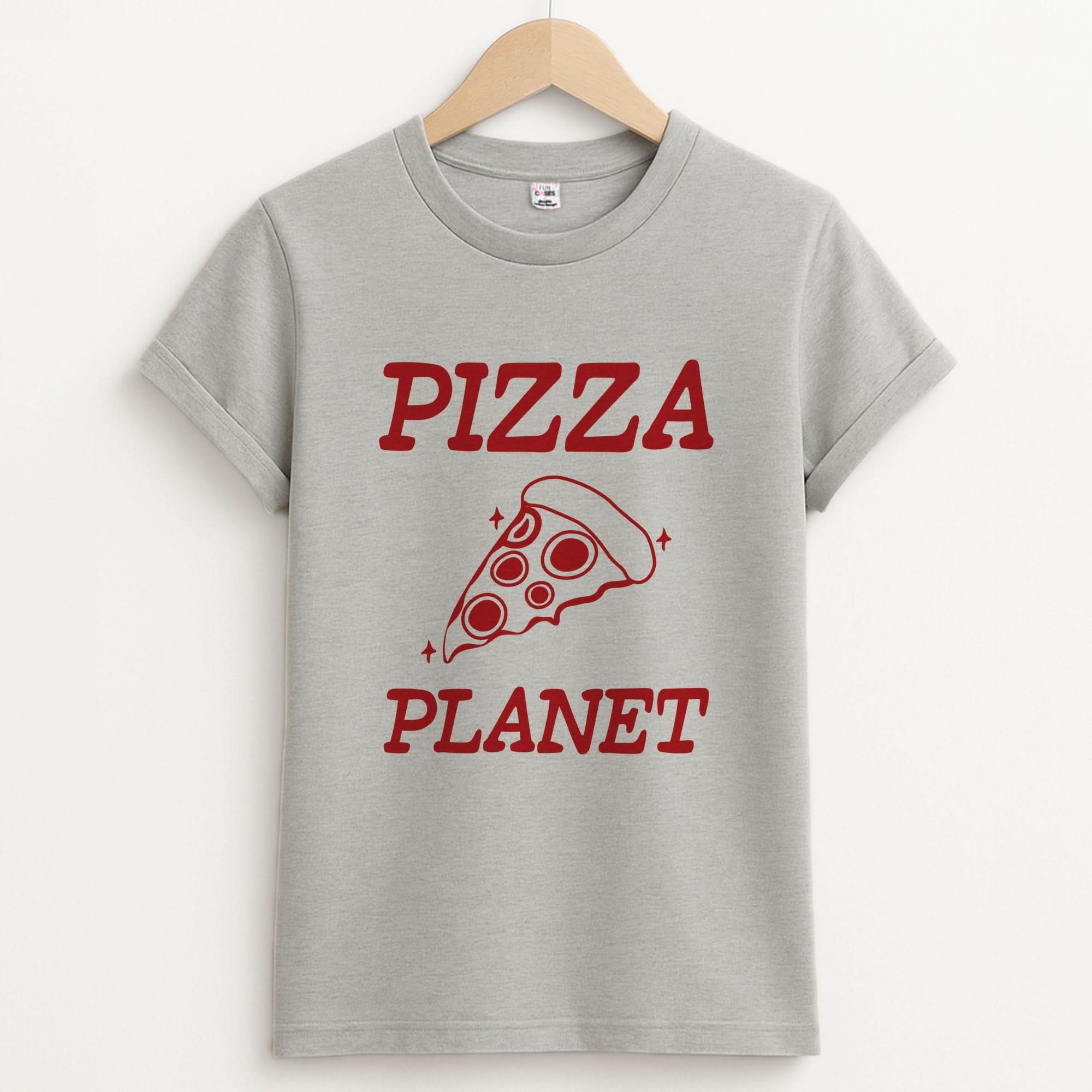Retro Pizza Planet Unisex Grey T-Shirt