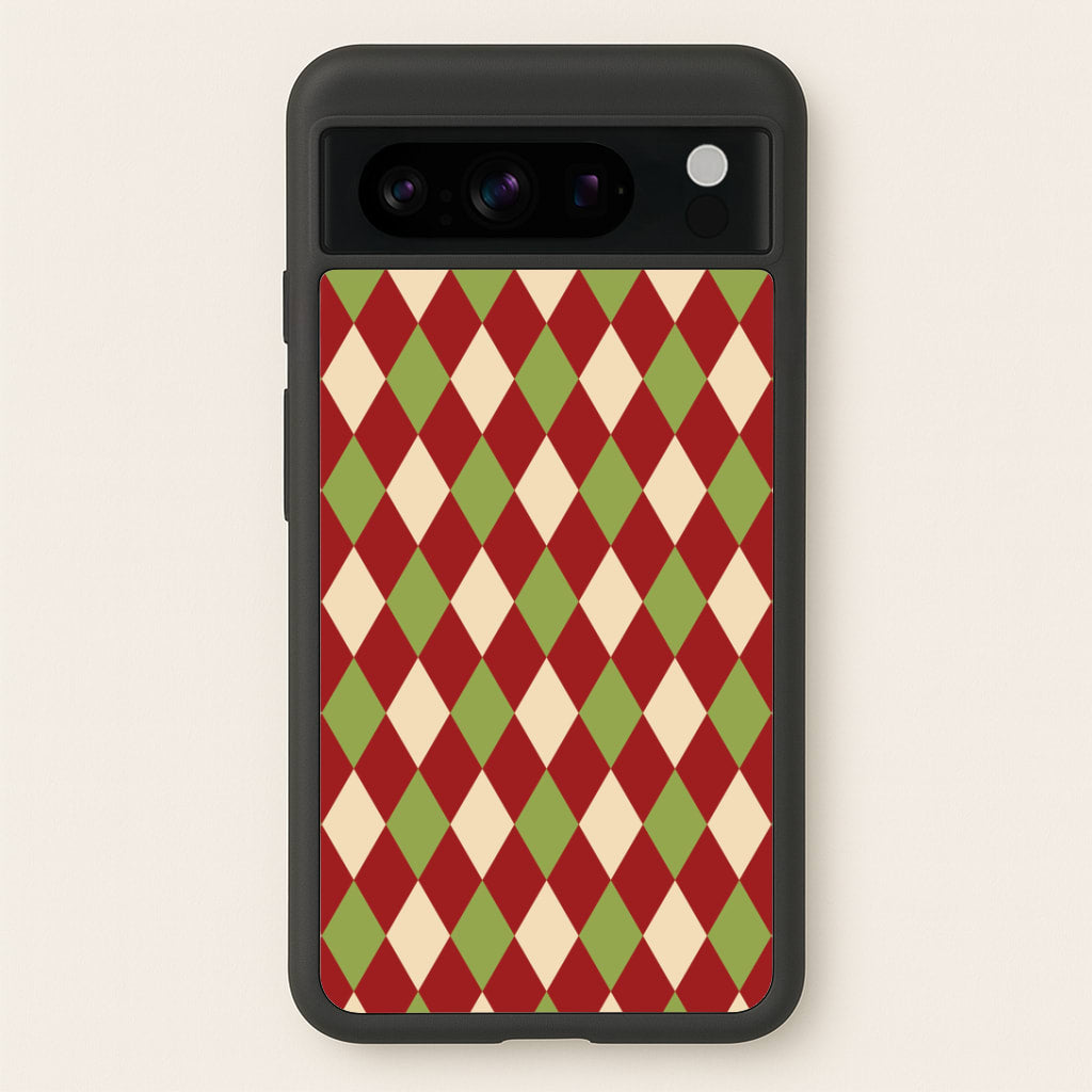 Red And Green Argyle Christmas Pattern Google Pixel 8 Pro Case