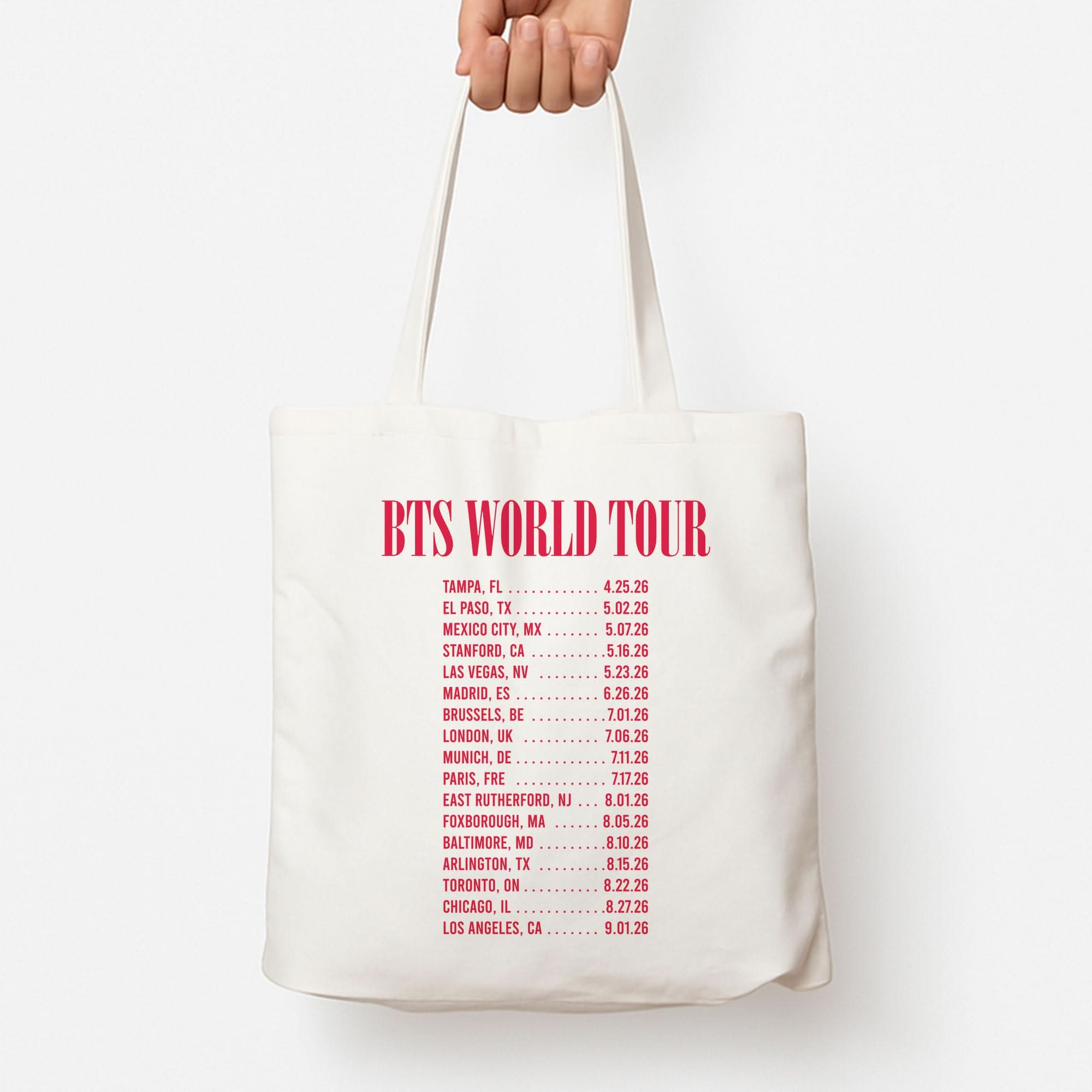 K-Pop Band World Tour List 2026 Tote Bag