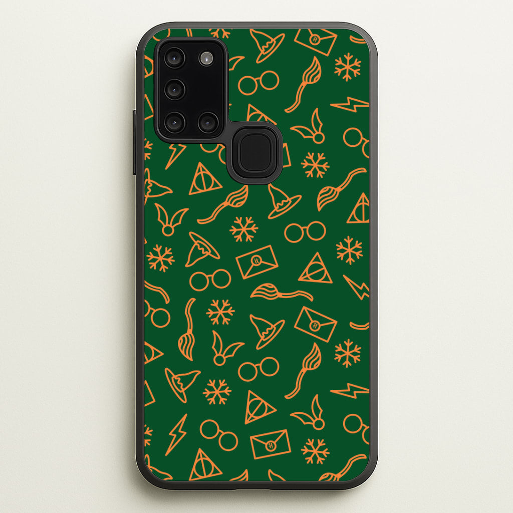 Christmas Wizard Icons Pattern Galaxy A21s Case