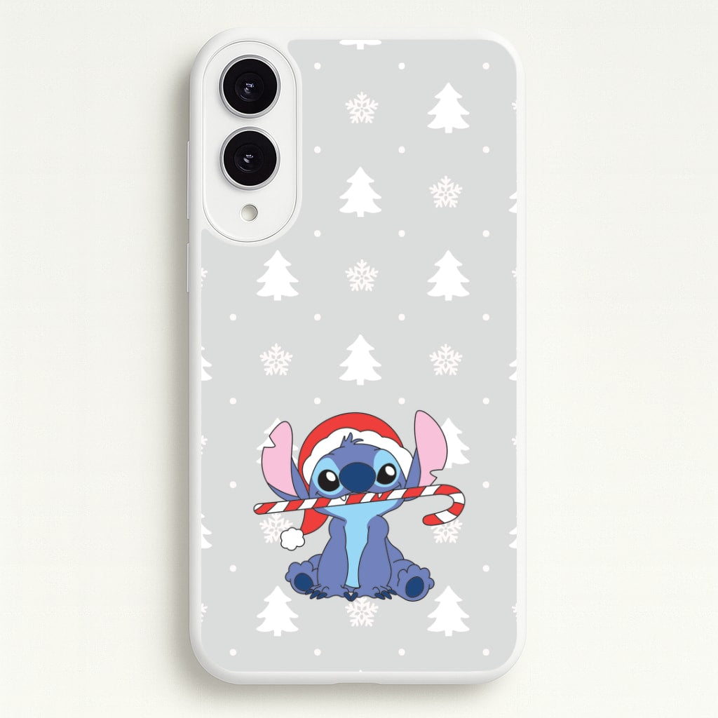 Cute Blue Alien Candycane Galaxy S25 Edge Case