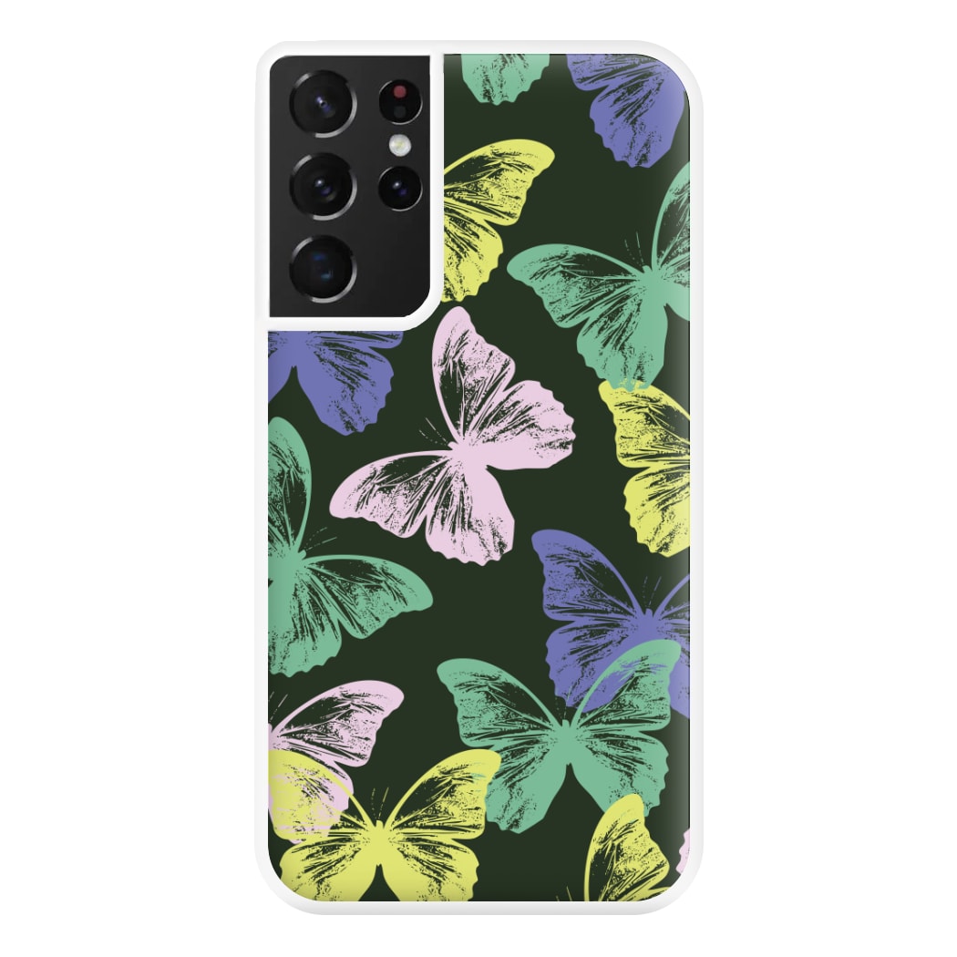 Colourful Butterfly Stamps Pattern Galaxy S21 Ultra Case