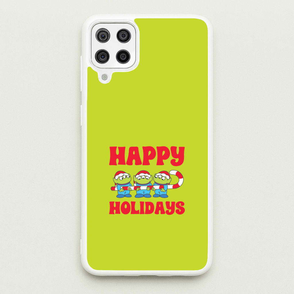 Happy Holidays Cute Green Aliens Galaxy A12 Case