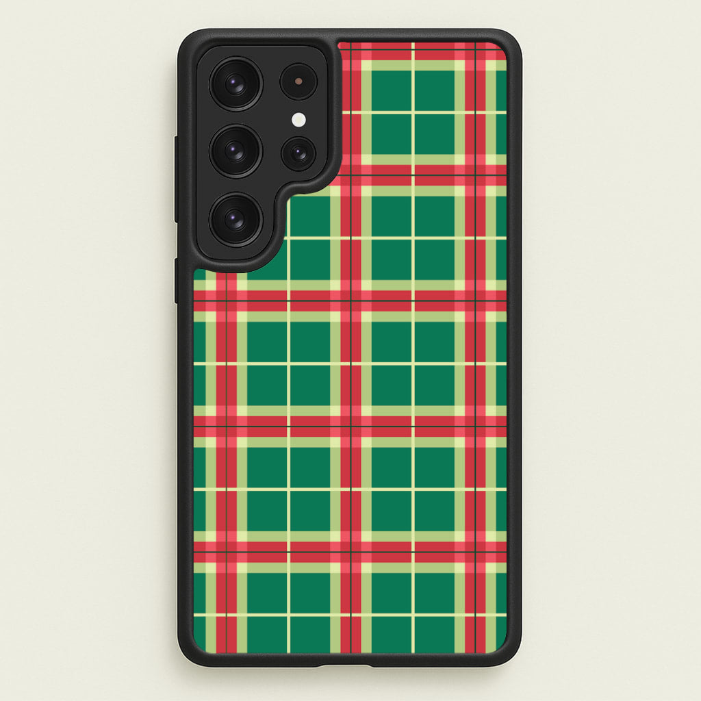 Red And Green Tartan II Christmas Pattern Galaxy S22 Ultra Case