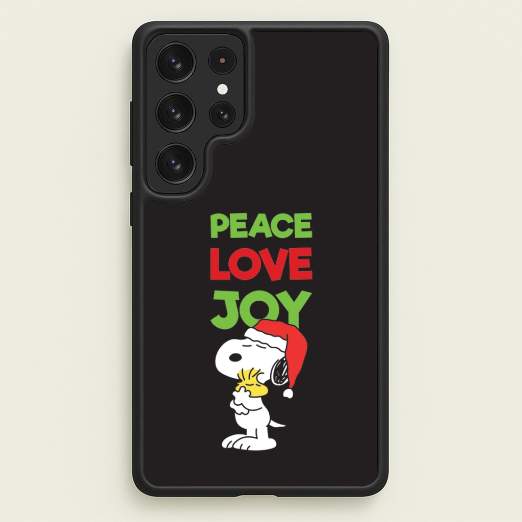 Peace, Love, Joy Christmas Cartoon Beagle Galaxy S22 Ultra Case