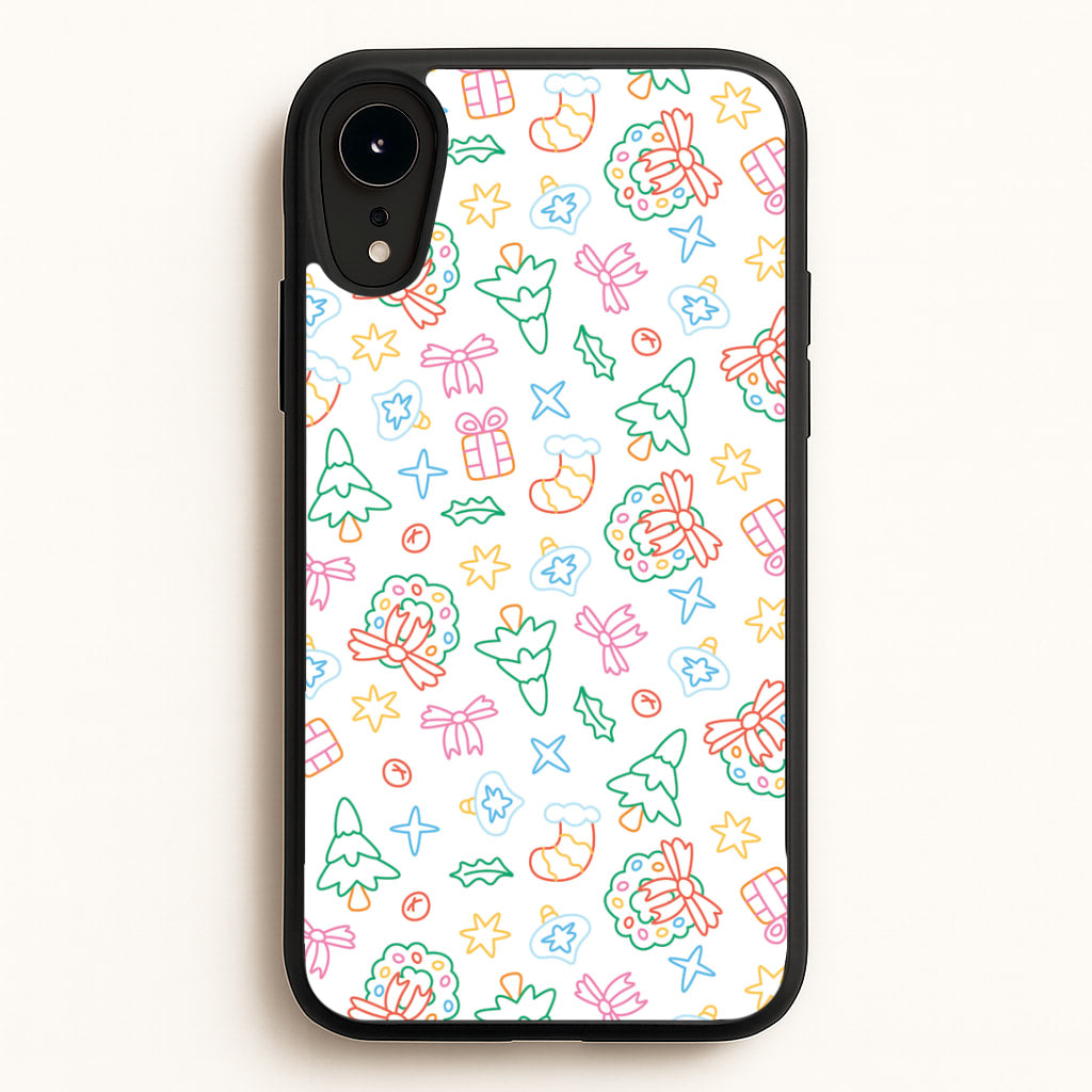 Neon Christmas Icons Pattern II iPhone XR Case