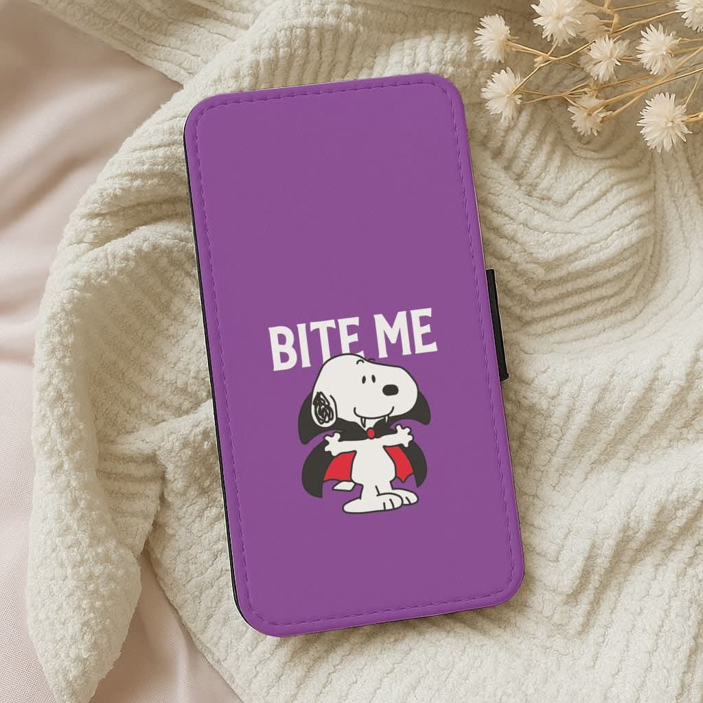 Bite Me Cartoon Beagle Leather Phone Case