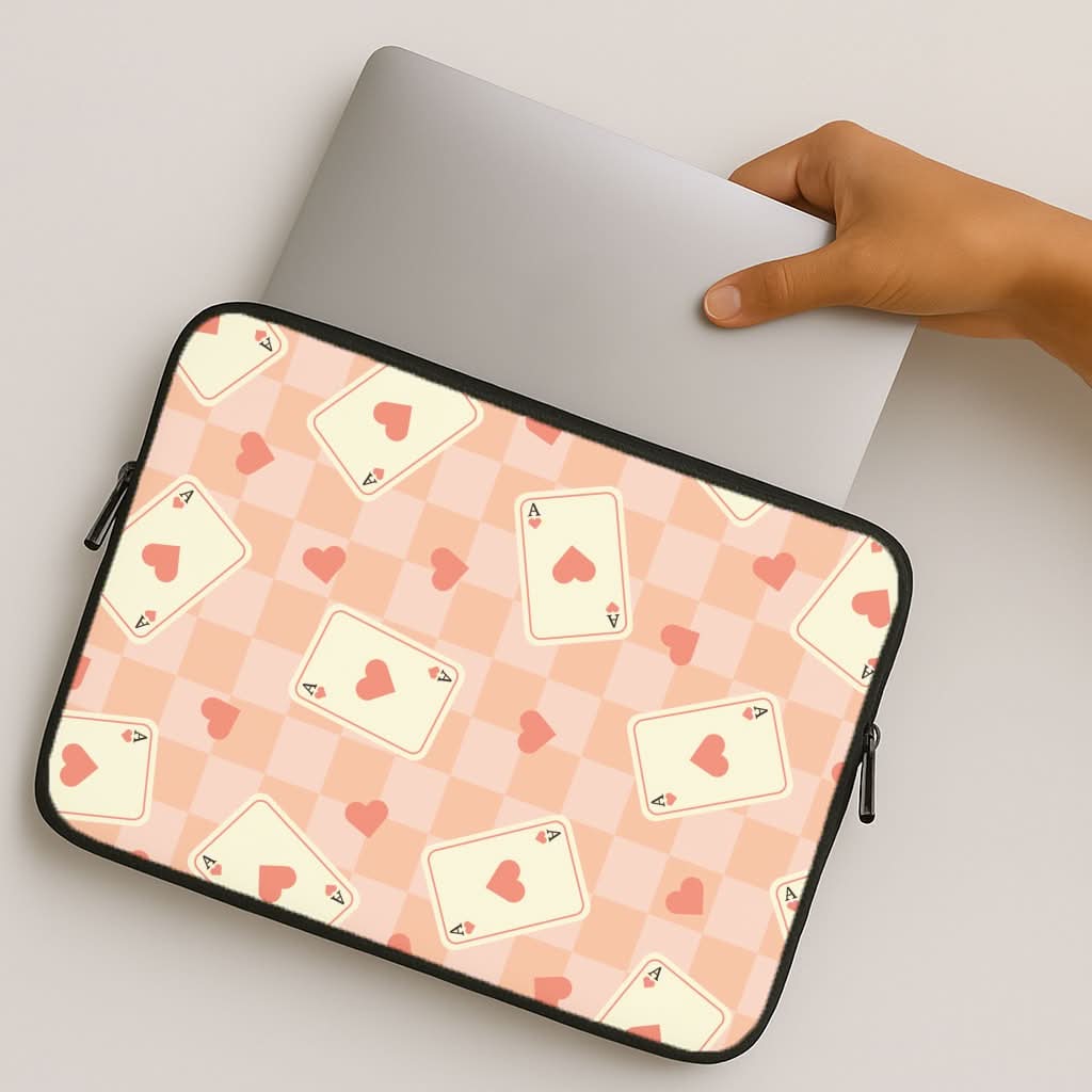 Cute Playing Cards And Hearts Pattern MacBook Cover