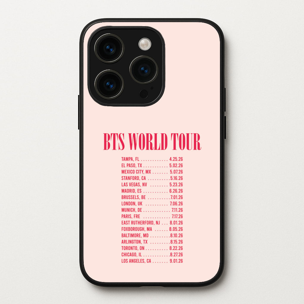 K-Pop Band World Tour List 2026 iPhone 15 Pro Max Case