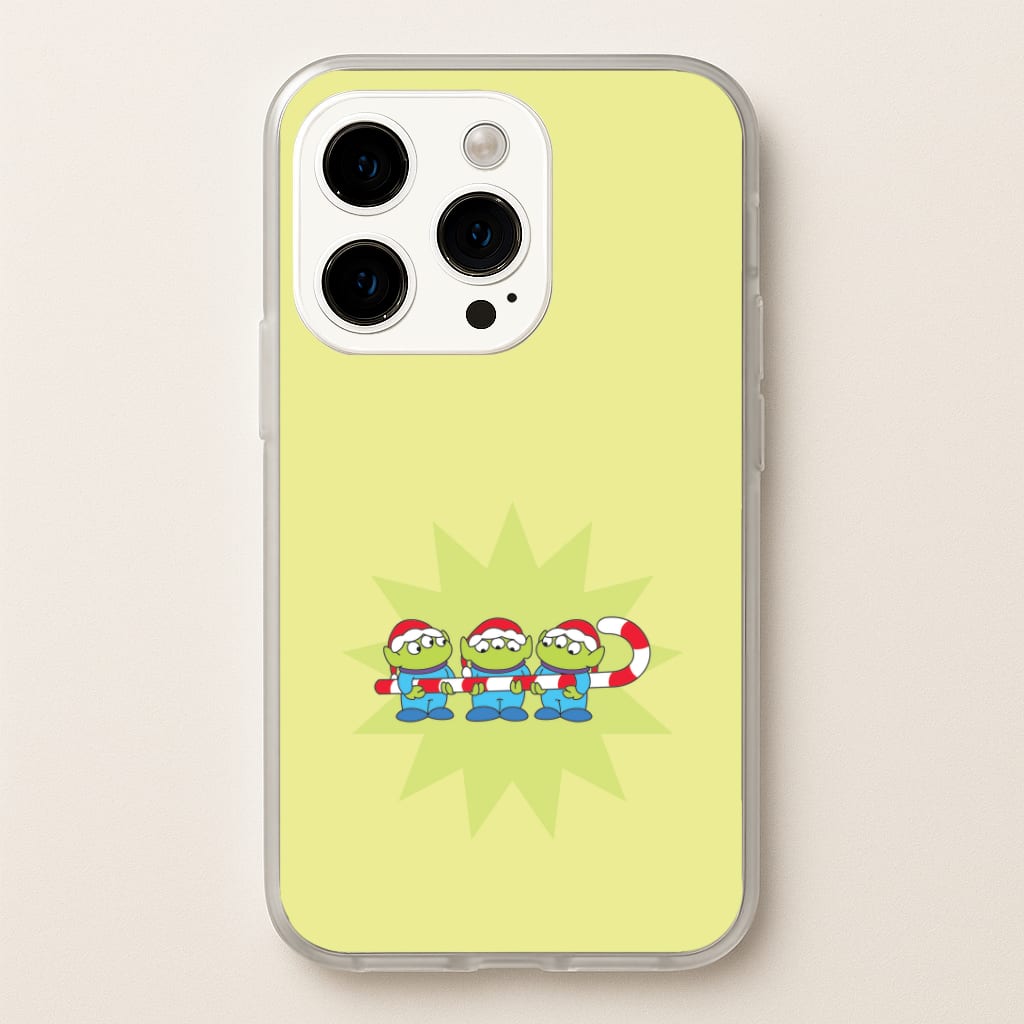 Cute Green Aliens Candycane iPhone 15 Pro Max Case