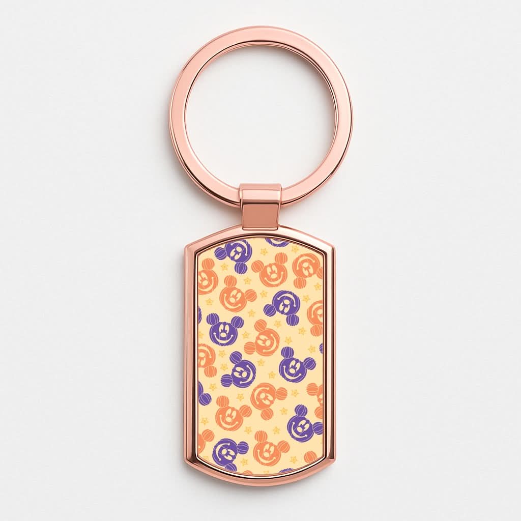 Pumkin Mouse And Stars Pattern Rose Gold Keyring