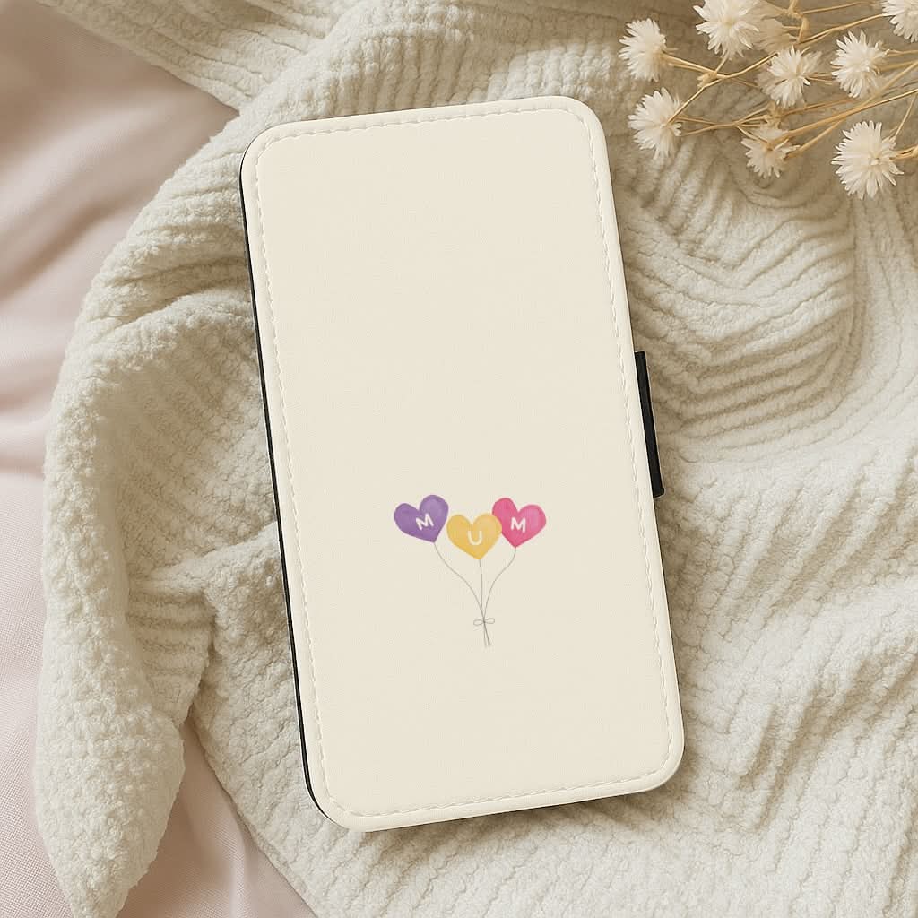 Mum Watercolour Balloons Leather Phone Case