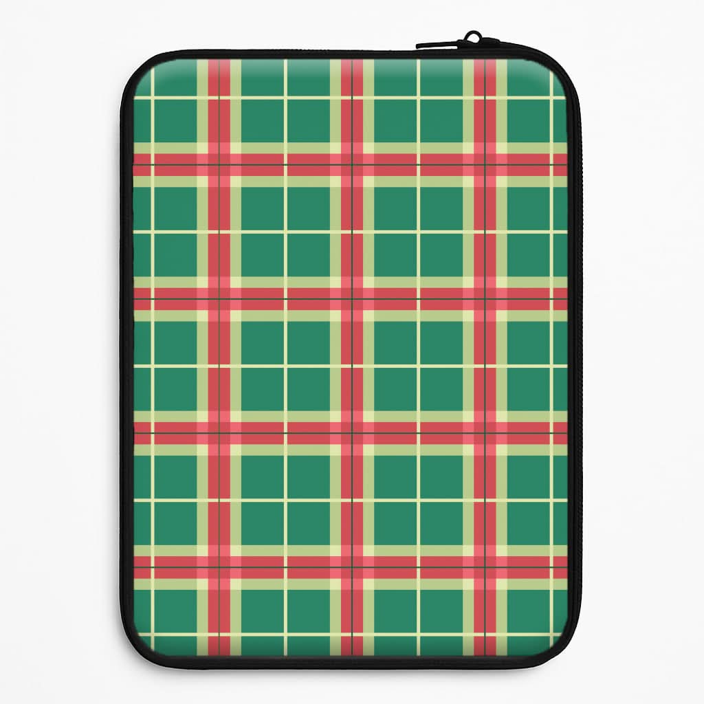 Red And Green Tartan II Christmas Pattern Laptop Sleeve