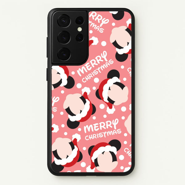 Merry Christmas Cartoon Mouse Pattern Galaxy S21 Ultra Case