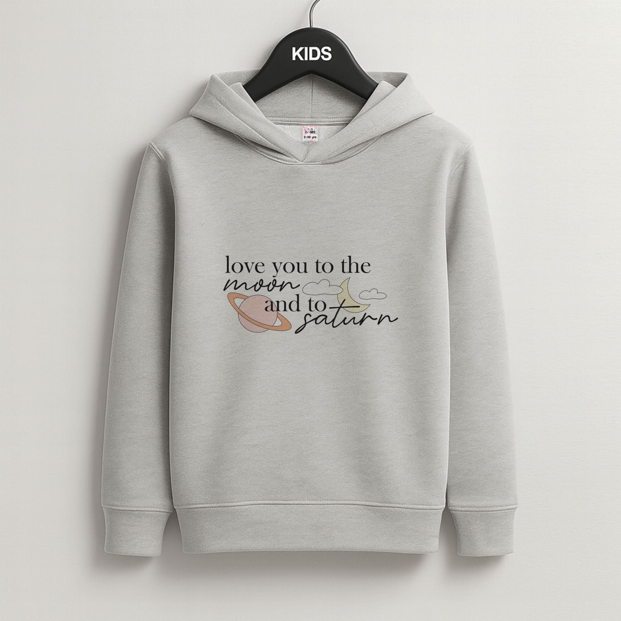Love You To The Moon And Saturn Grey Kids Hoodie